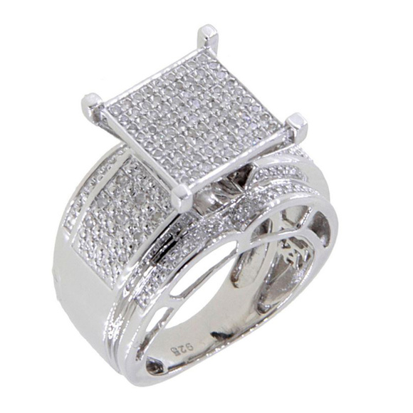 TGDJ Jewelry - Genuine Sterling Silver Diamond Ring - 0.30 Ct